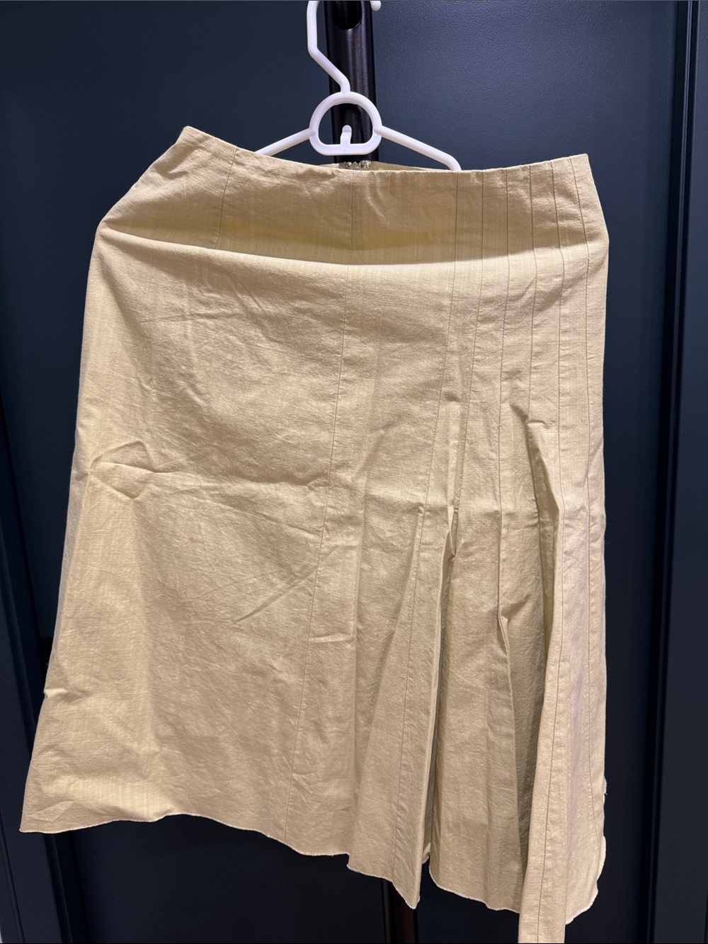 Beige Pleated A-Line Women's Skirt